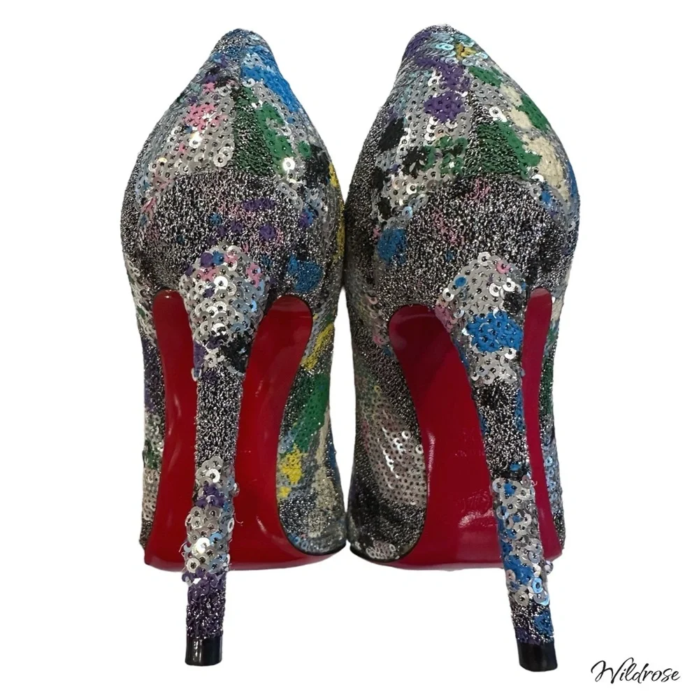 💫 Christian Louboutin Sequins Galativi 100 “Version Diva” Heels SZ 35.5 US 5.5 💫 - Picture 7 of 16